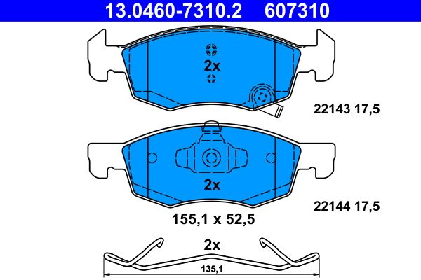Ate 13.0460-7310.2 Bremsbelagsatz, Scheibenbremse