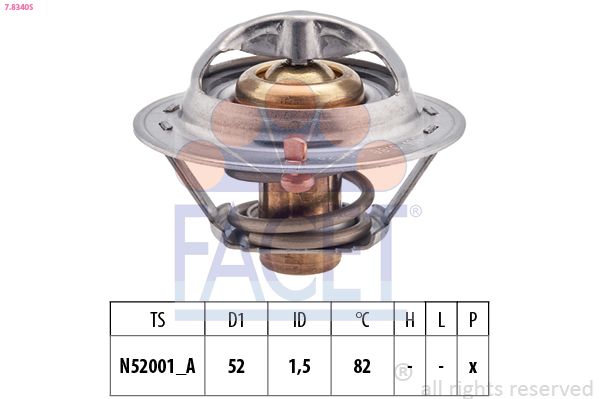 7.8340S FACET Made in Italy - OE Equivalent termosztát, hűtőfolyadék