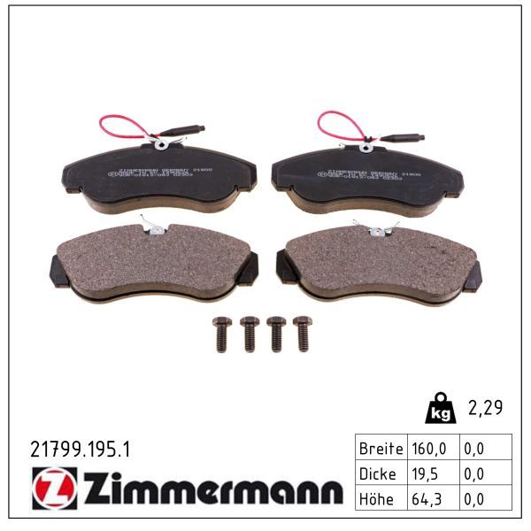 Zimmermann 21799.195.1 Bremsbelagsatz, Scheibenbremse