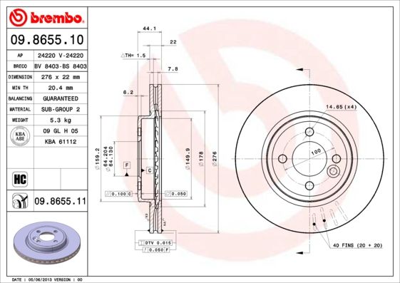 Brake Disc 09.8655.11