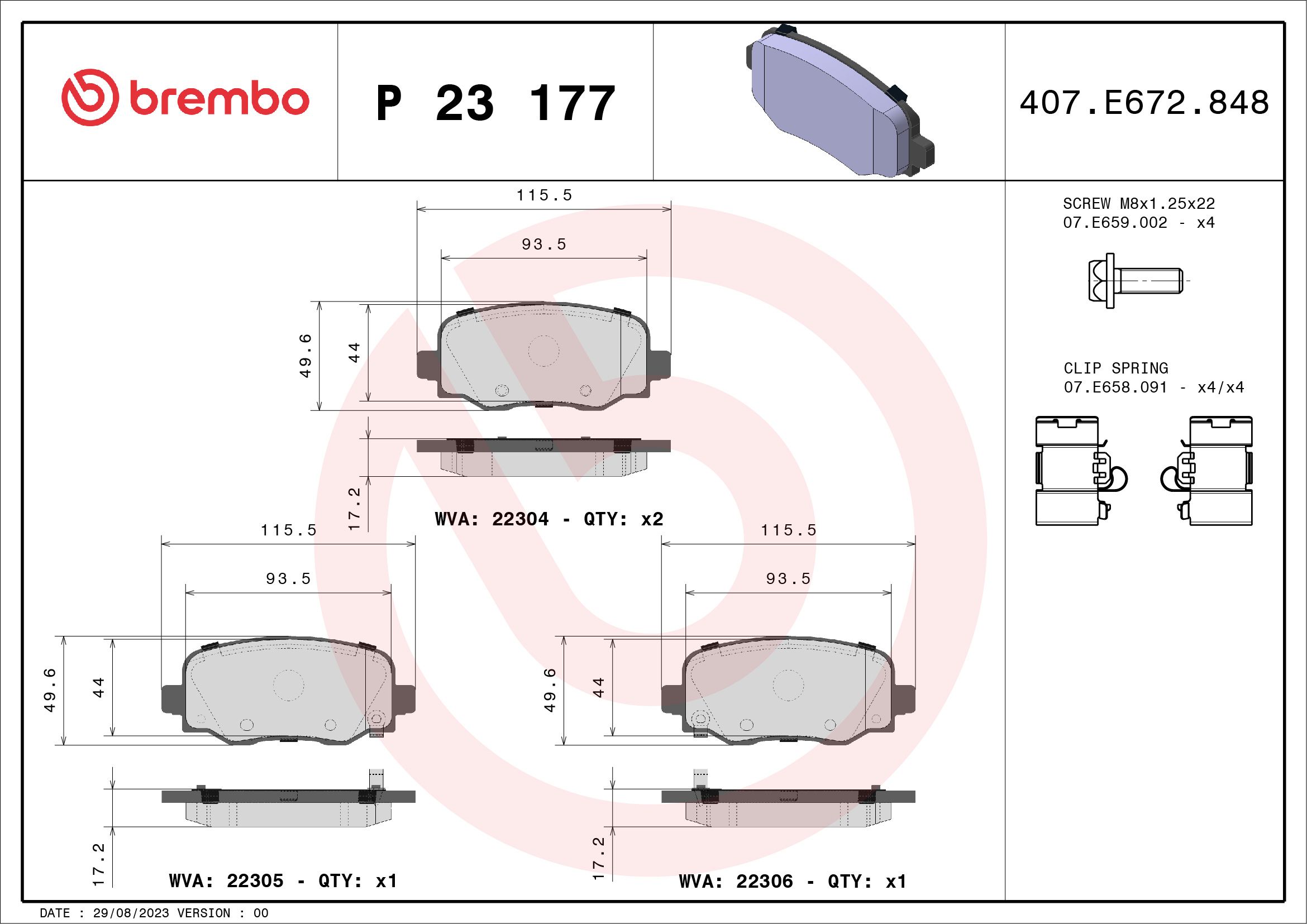 Brake Pad Set, disc brake P 23 177