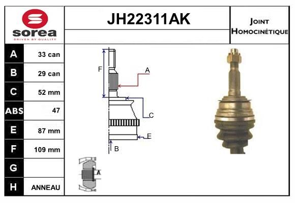 KIT CV JOINT AVEC KR054 - DAEWOO