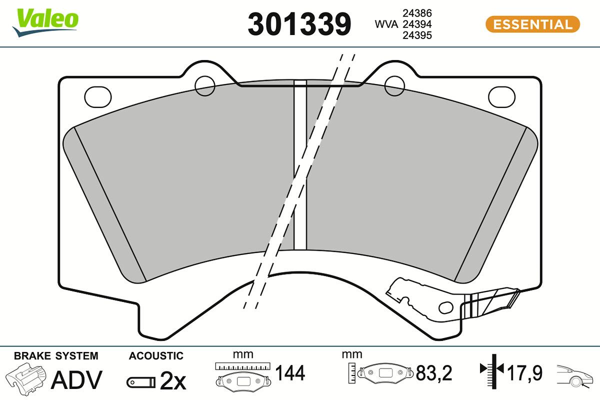 VALEO 301339 - Bremsbelagsatz, Scheibenbremse