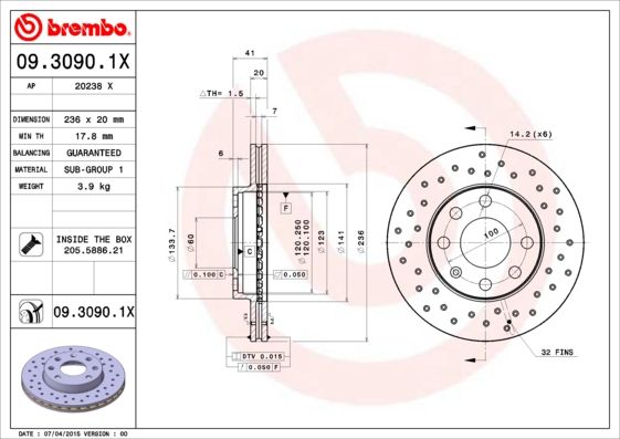 Brake Disc 09.3090.1X