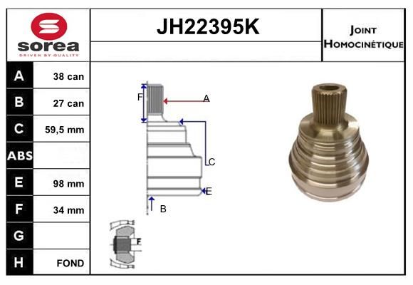 KIT CV JOINT AVEC KR026 - 80-80 AVA