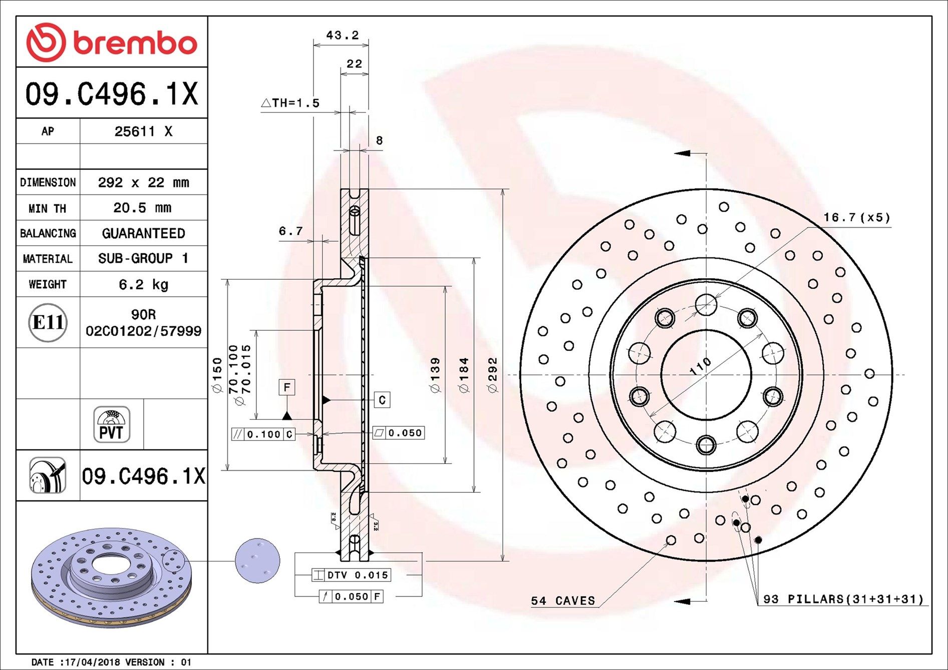 DISQUE BREMBO XTRA