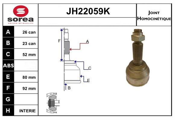 KIT CV JOINT AVEC KR006 - 626