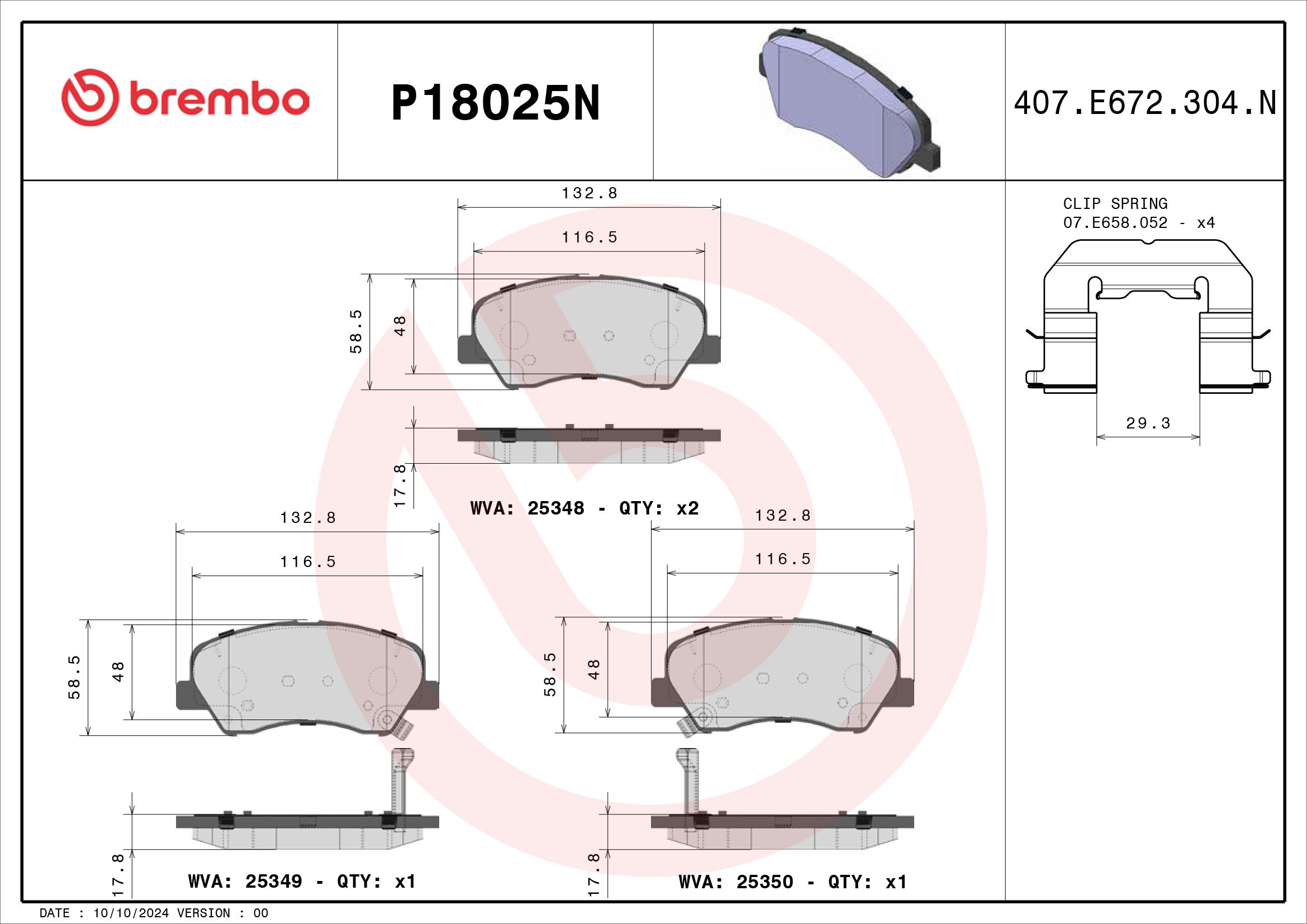 BREMBO DISC PAD -  HYUNDAI ACCENT ACTIVE RB 11-17 (FRT) - TecDoc 2