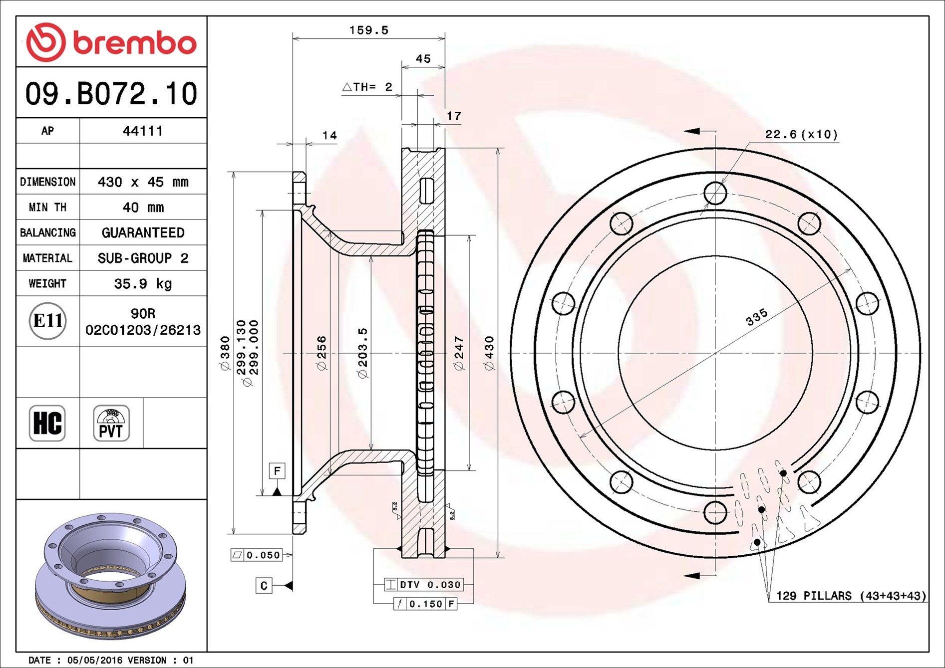 09.B072.10 BREMBO PRIME LINE féktárcsa