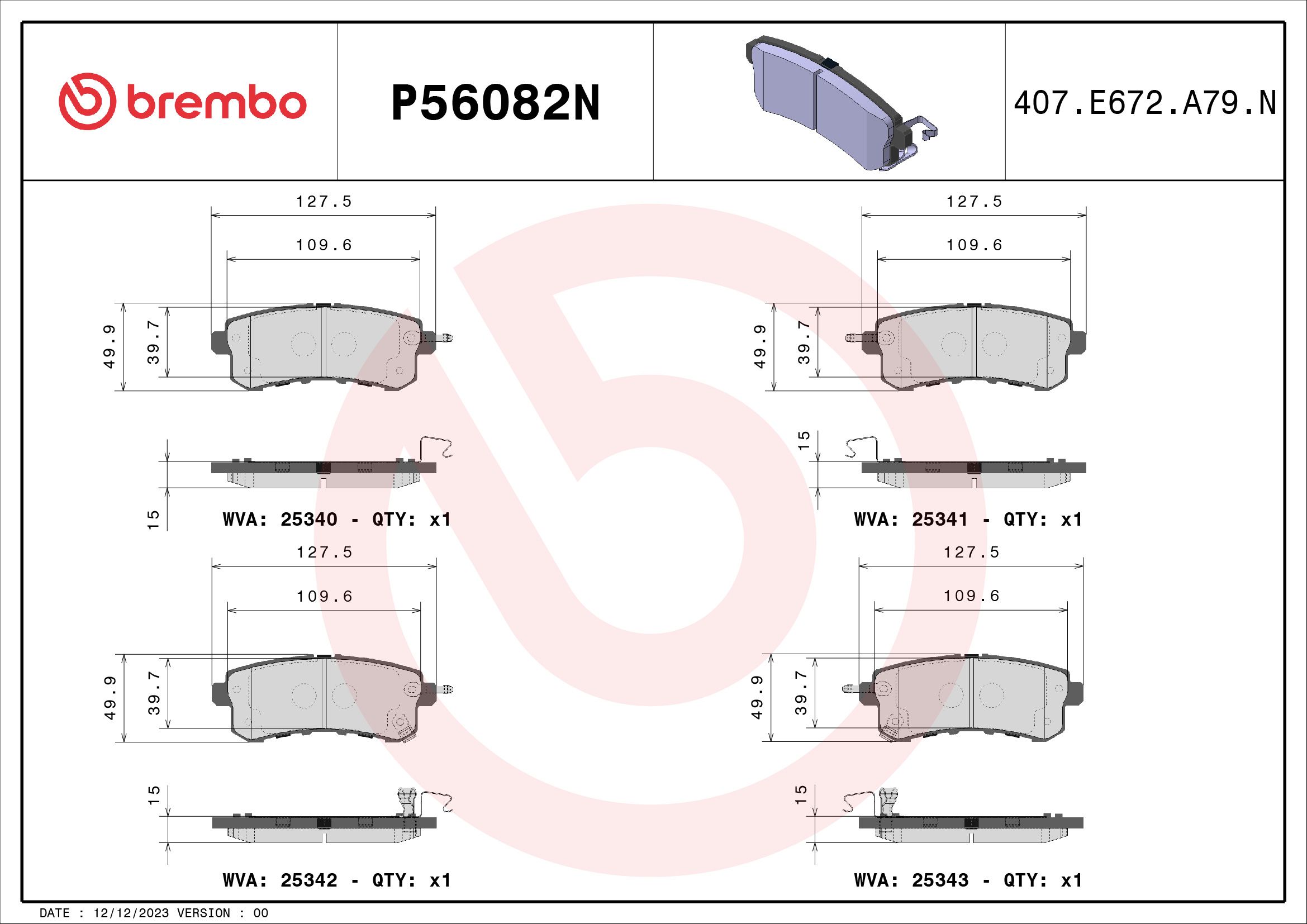 BREMBO DISC PAD -  NISSAN PATROL Y62 11-16 (RR) - TecDoc 2