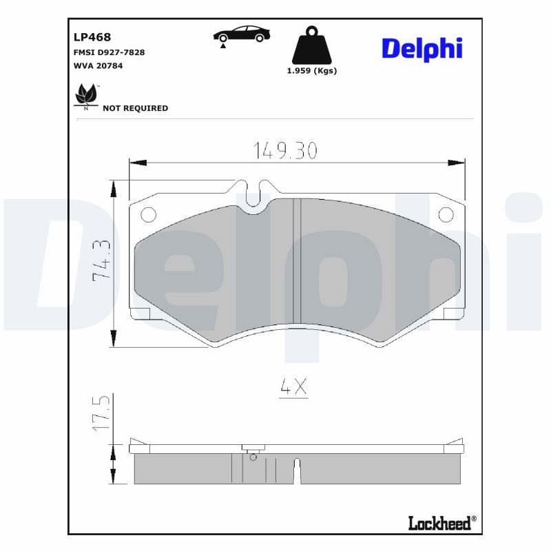 DELPHI LP468 - Bremsbelagsatz, Scheibenbremse