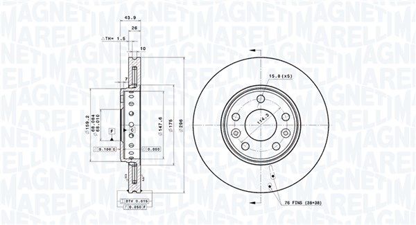 360406108301 MAGNETI MARELLI féktárcsa