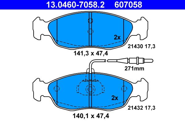 Brake Pad Set, disc brake 13.0460-7058.2