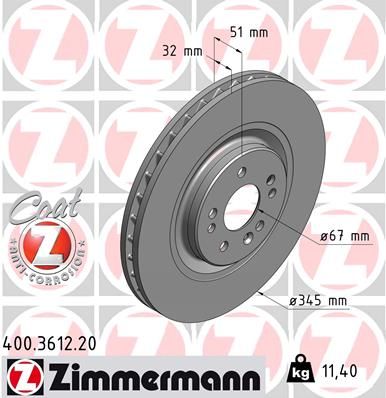 ZIMMERMANN 400.3612.20 - Bremsscheibe COAT Z