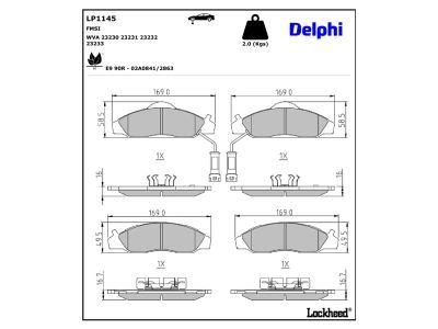 DELPHI LP1145 - Bremsbelagsatz, Scheibenbremse
