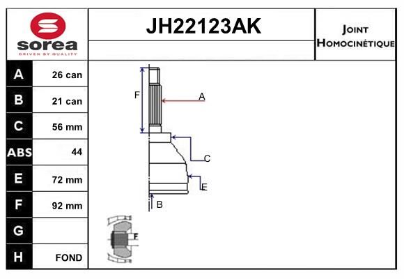 KIT CV JOINT AVEC KR066  - MAZDA