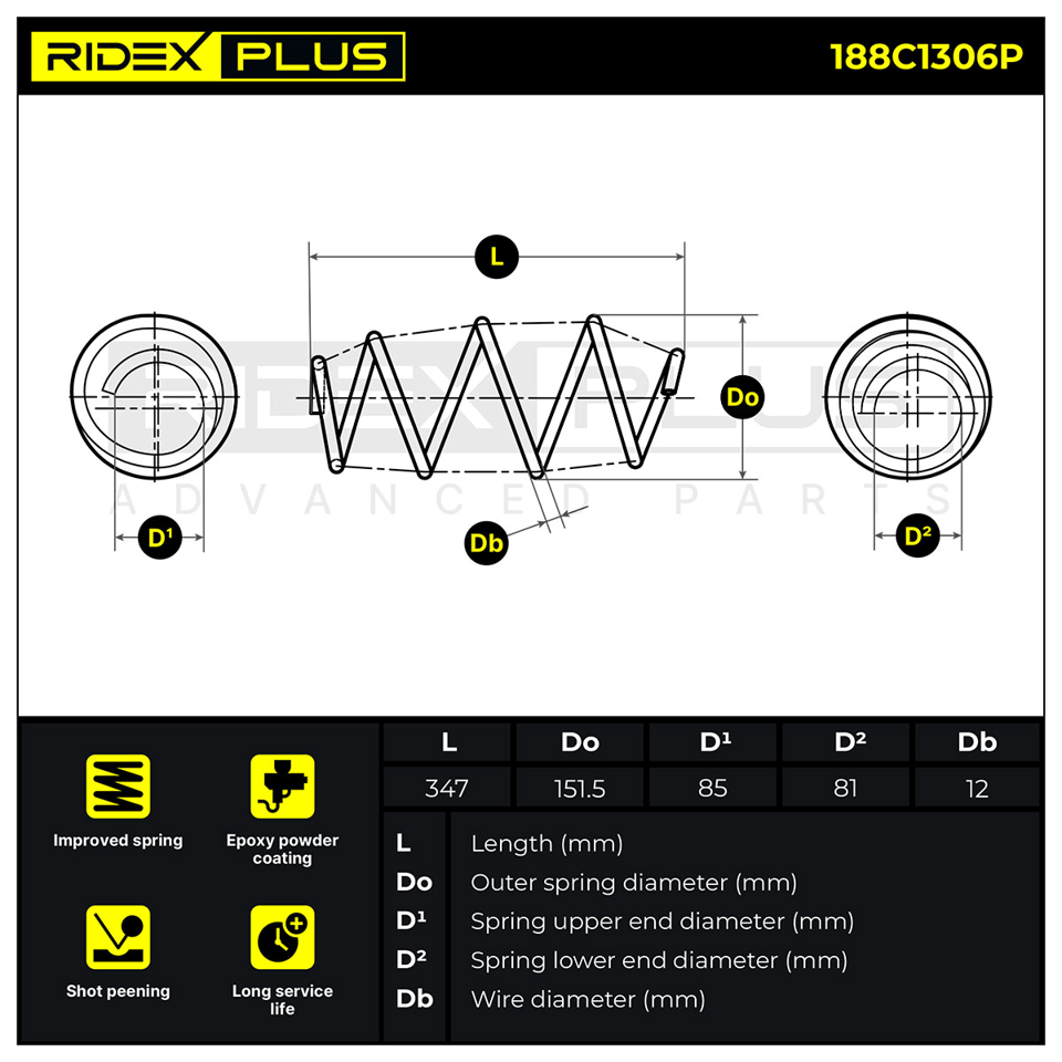 188C1306P RIDEX futómű rugó