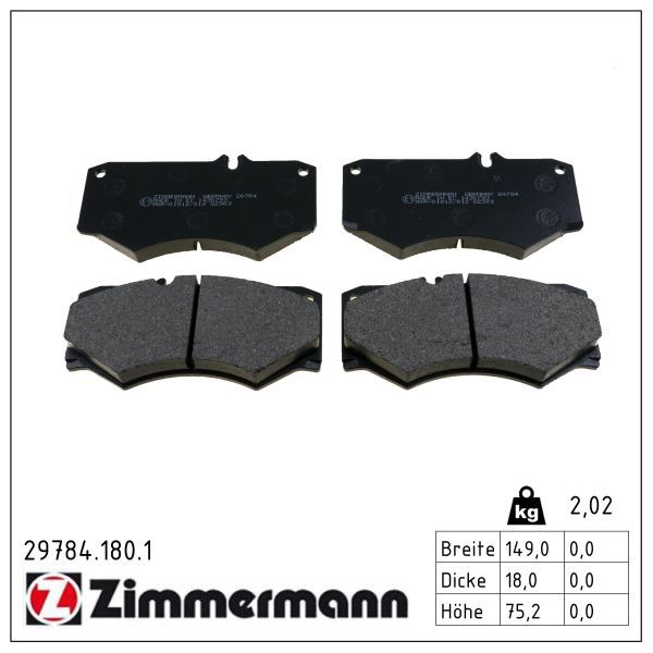 ZIMMERMANN 29784.180.1 - Bremsbelagsatz, Scheibenbremse
