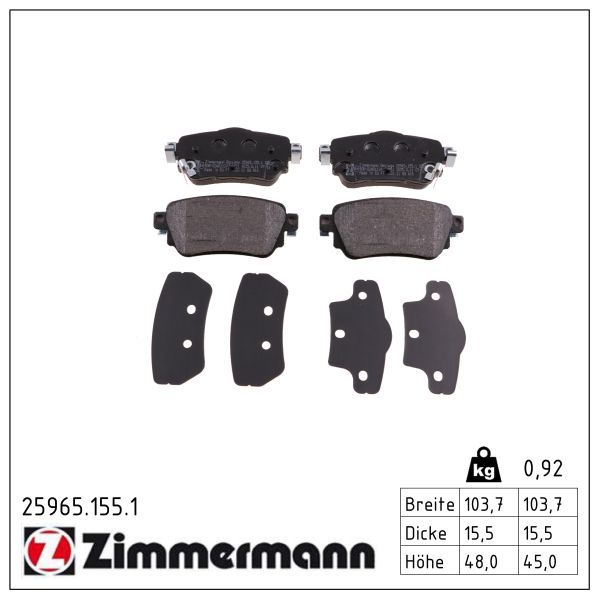 Zimmermann 25965.155.1 Bremsbelagsatz, Scheibenbremse