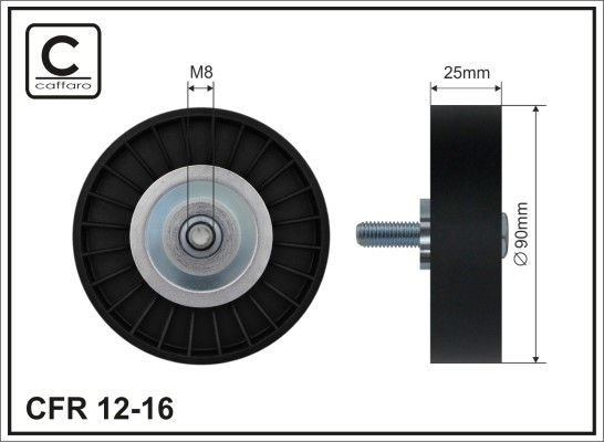 Deflection/Guide Pulley, V-ribbed belt 12-16