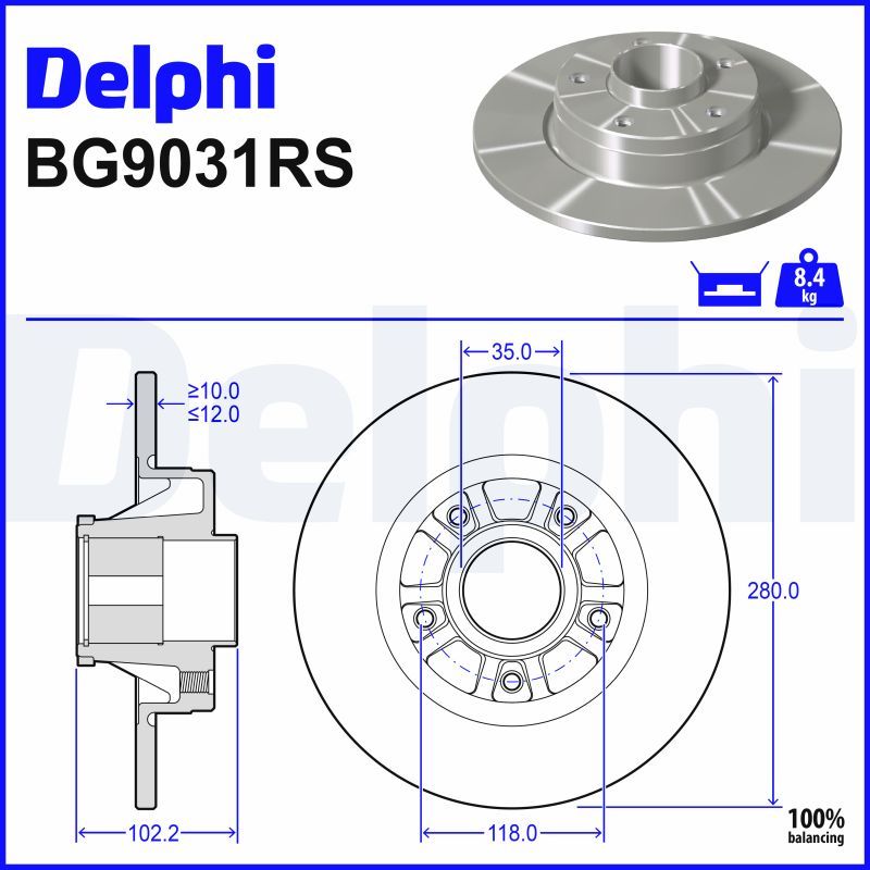 DELPHI BG9031RS - Bremsscheibe