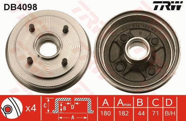TRW BRAKE DRUM - TecDoc 1