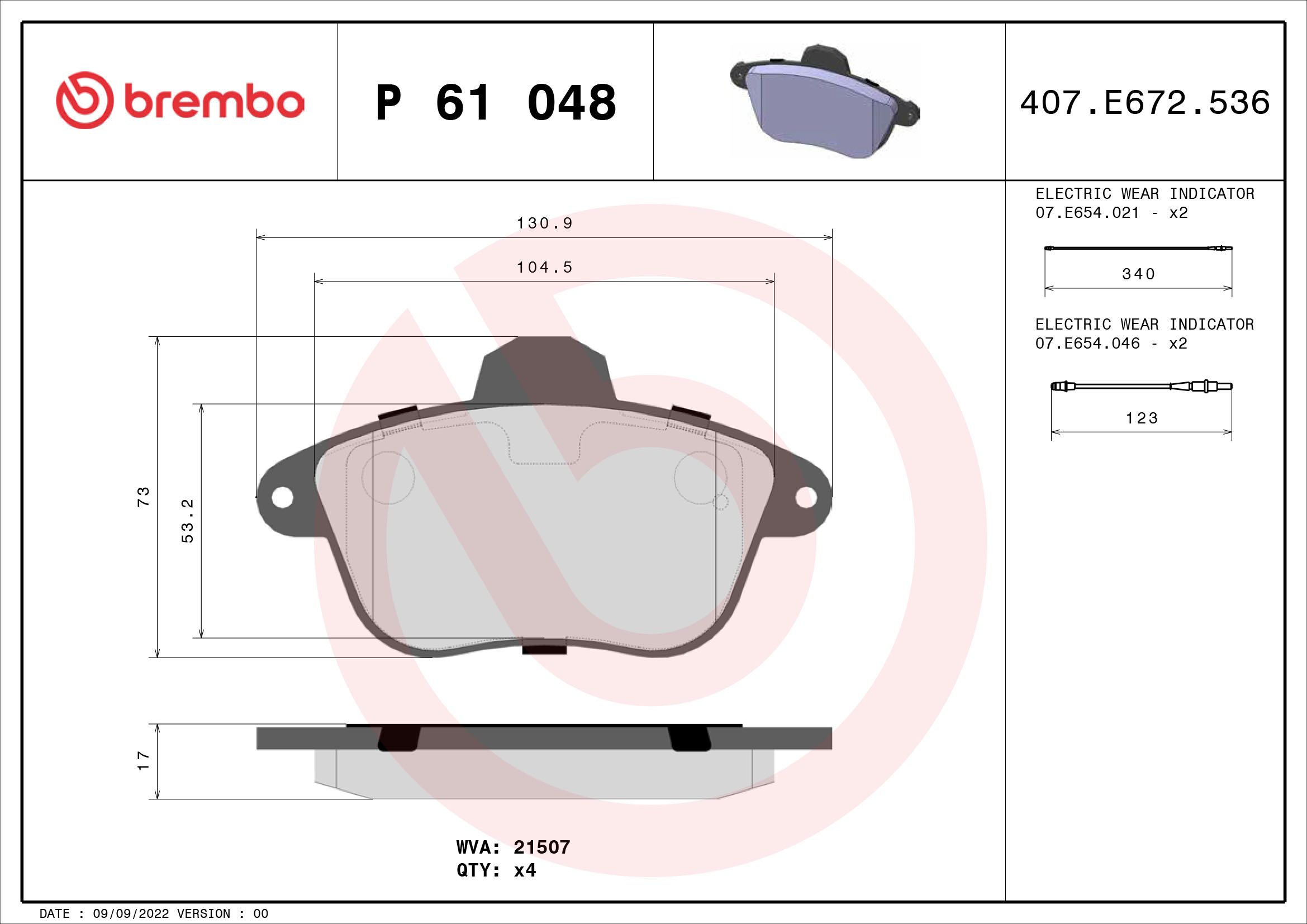 Brake Pad Set, disc brake P 61 048