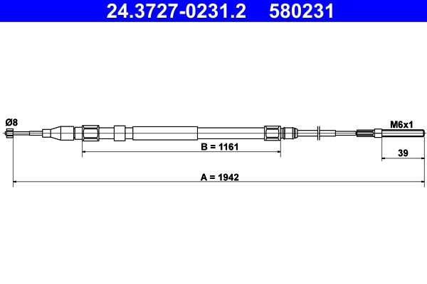 Cable Pull, parking brake 24.3727-0231.2