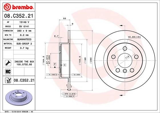 Brake Disc 08.C352.21