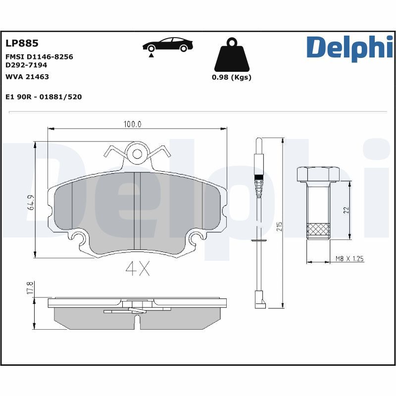 Brake Pad Set, disc brake LP885