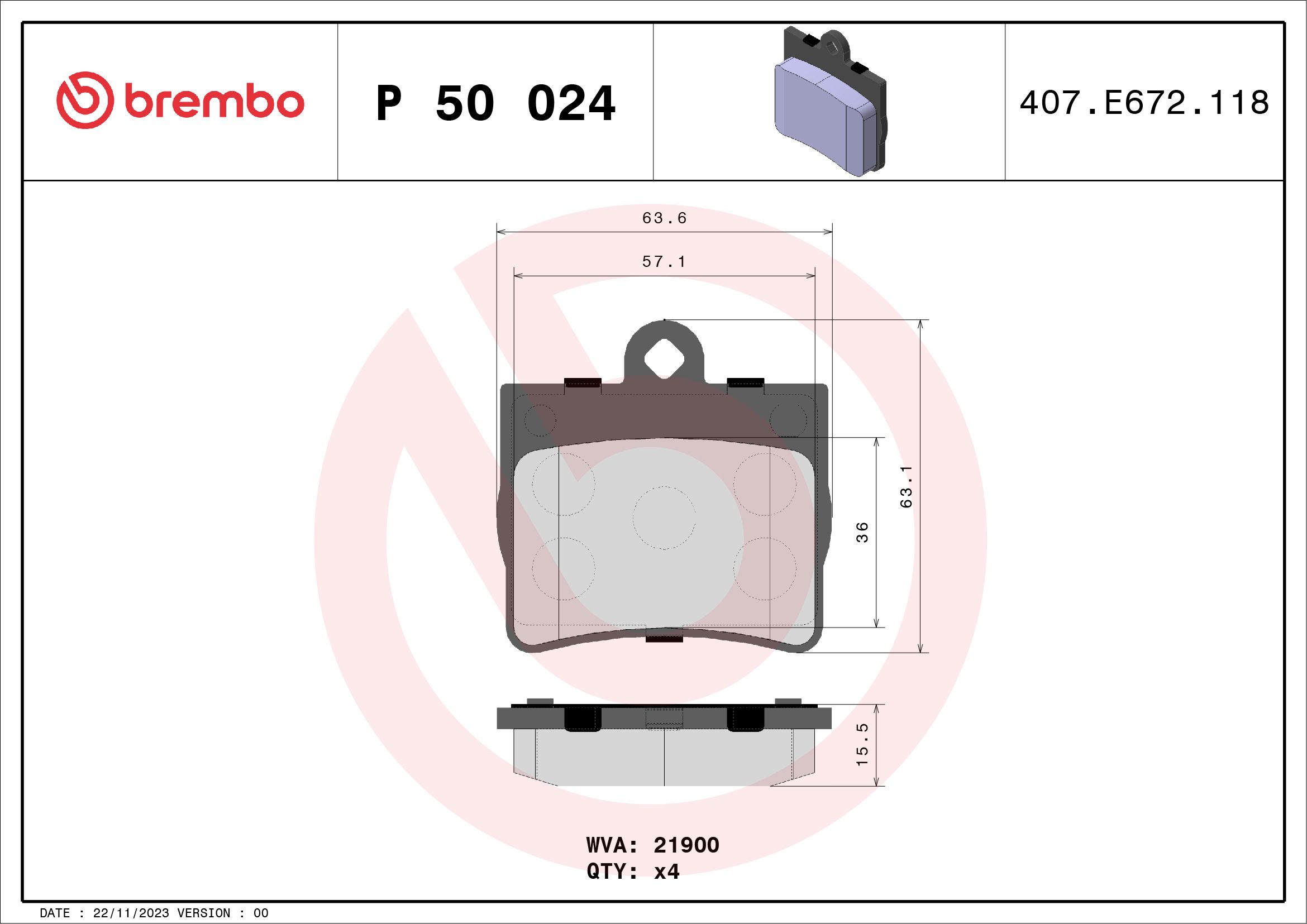 Brake Pad Set, disc brake P 50 024