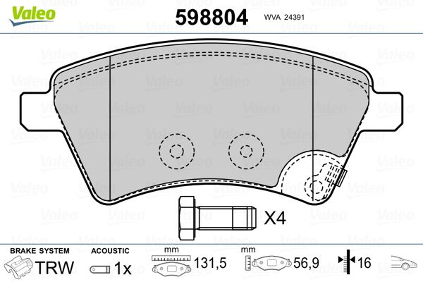 Brake Pad Set, disc brake 598804