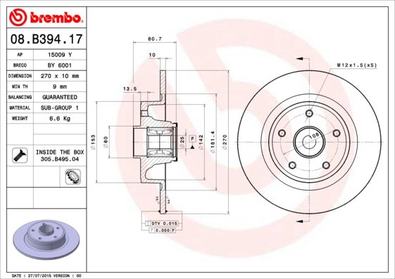 DISQUE FR.+ROULEM BREMBO