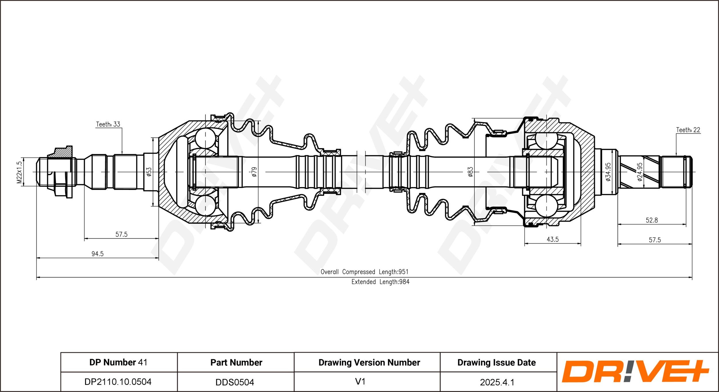 Dr!ve+ DP2110.10.0504 Antriebswelle