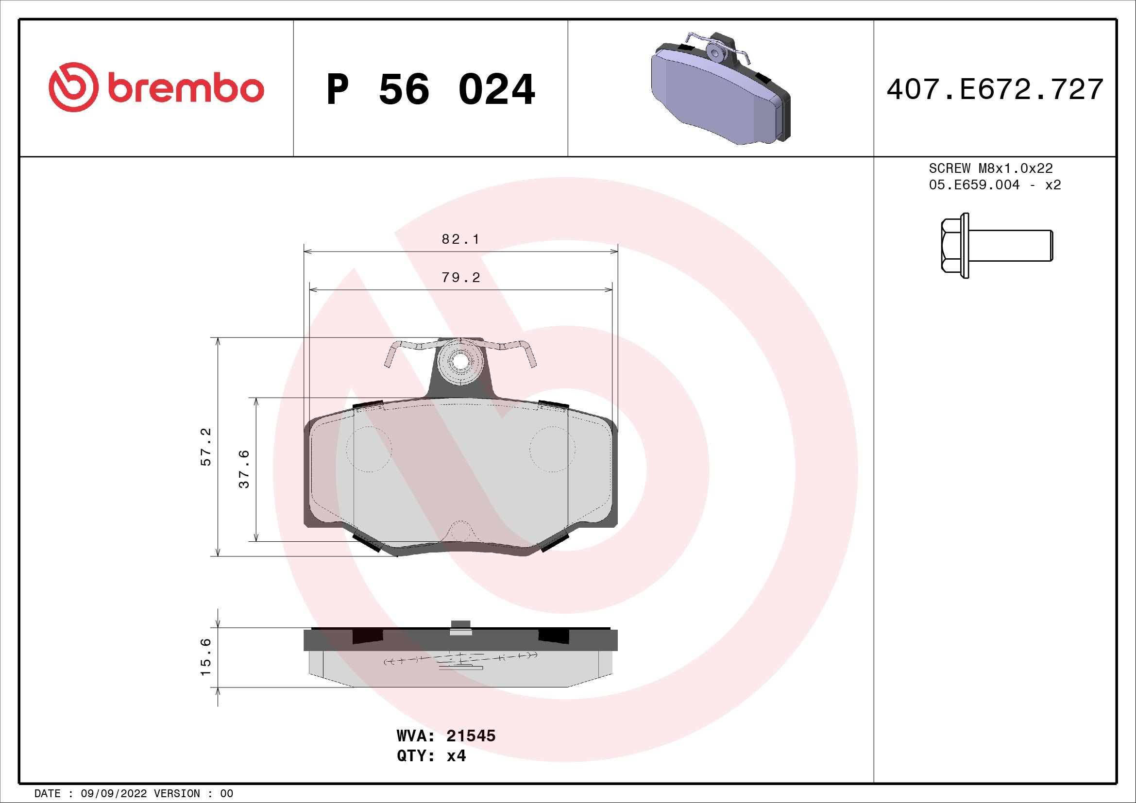 Brake Pad Set, disc brake P 56 024