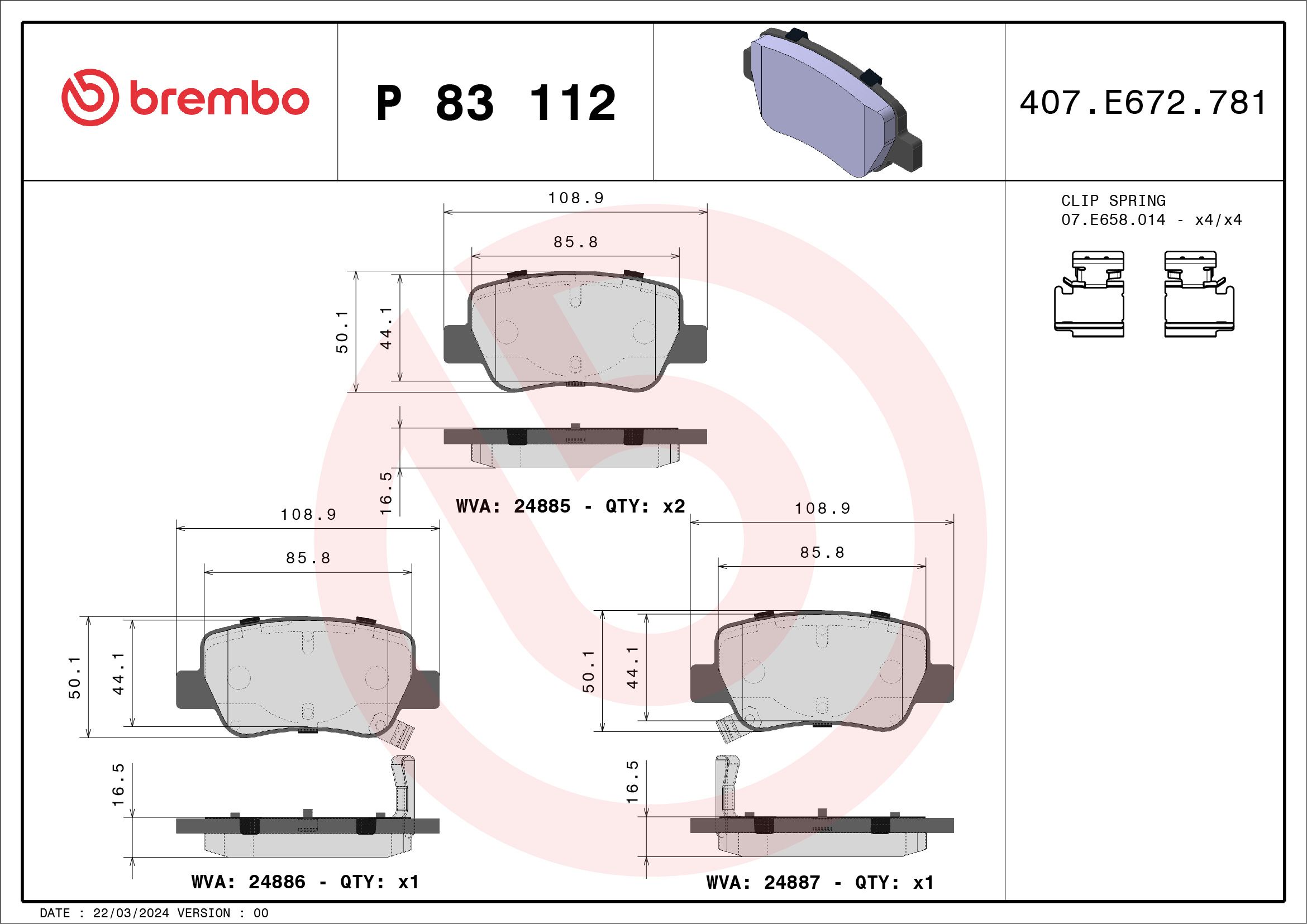 Brake Pad Set, disc brake P 83 112