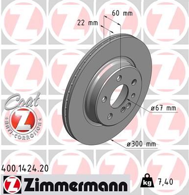 ZIMMERMANN 400.1424.20 - Bremsscheibe COAT Z