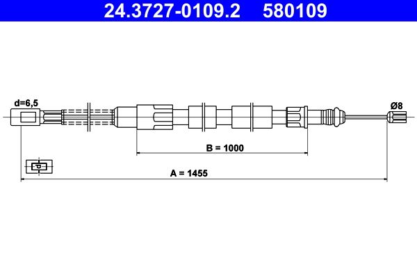 Cable Pull, parking brake 24.3727-0109.2