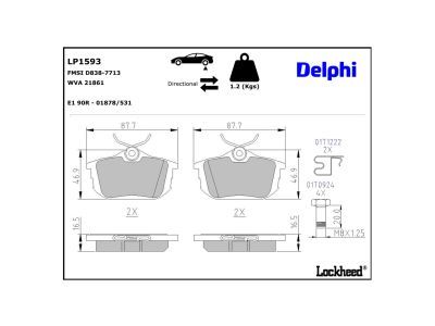 DELPHI LP1593 - Bremsbelagsatz, Scheibenbremse