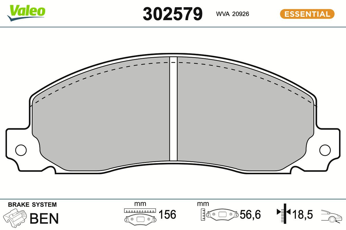 VALEO 302579 - Bremsbelagsatz, Scheibenbremse