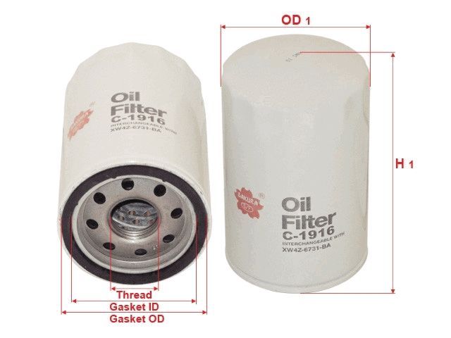 OIL FILTER FITS WCO9 Z726 - TecDoc Only