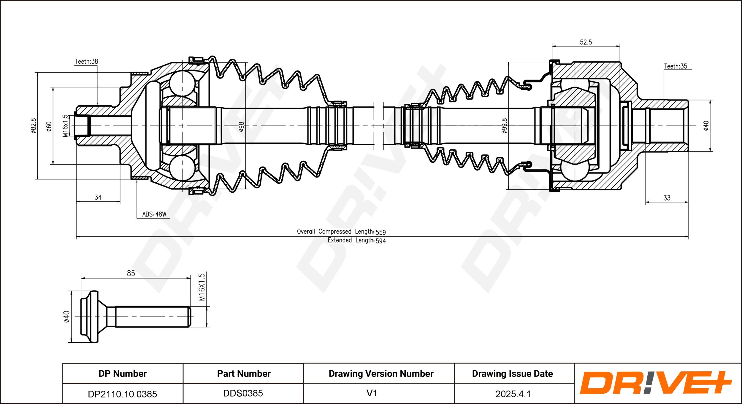 Dr!ve+ DP2110.10.0385 Antriebswelle
