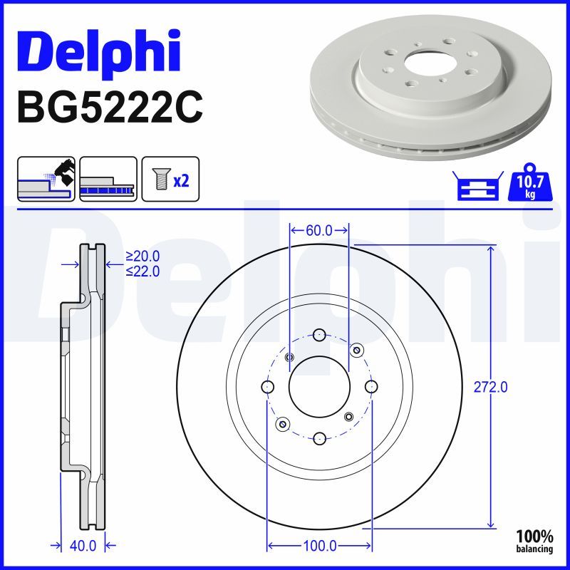 DELPHI BG5222C - Bremsscheibe