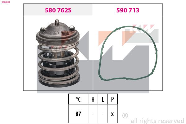 580 851 KW Made in Italy - OE Equivalent termosztát, hűtőfolyadék