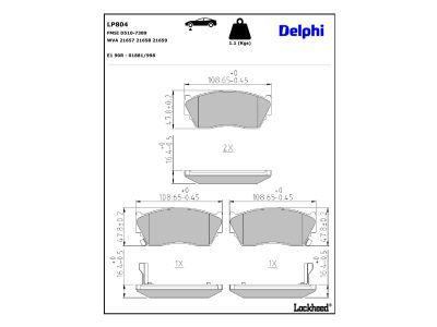 DELPHI LP804 - Bremsbelagsatz, Scheibenbremse