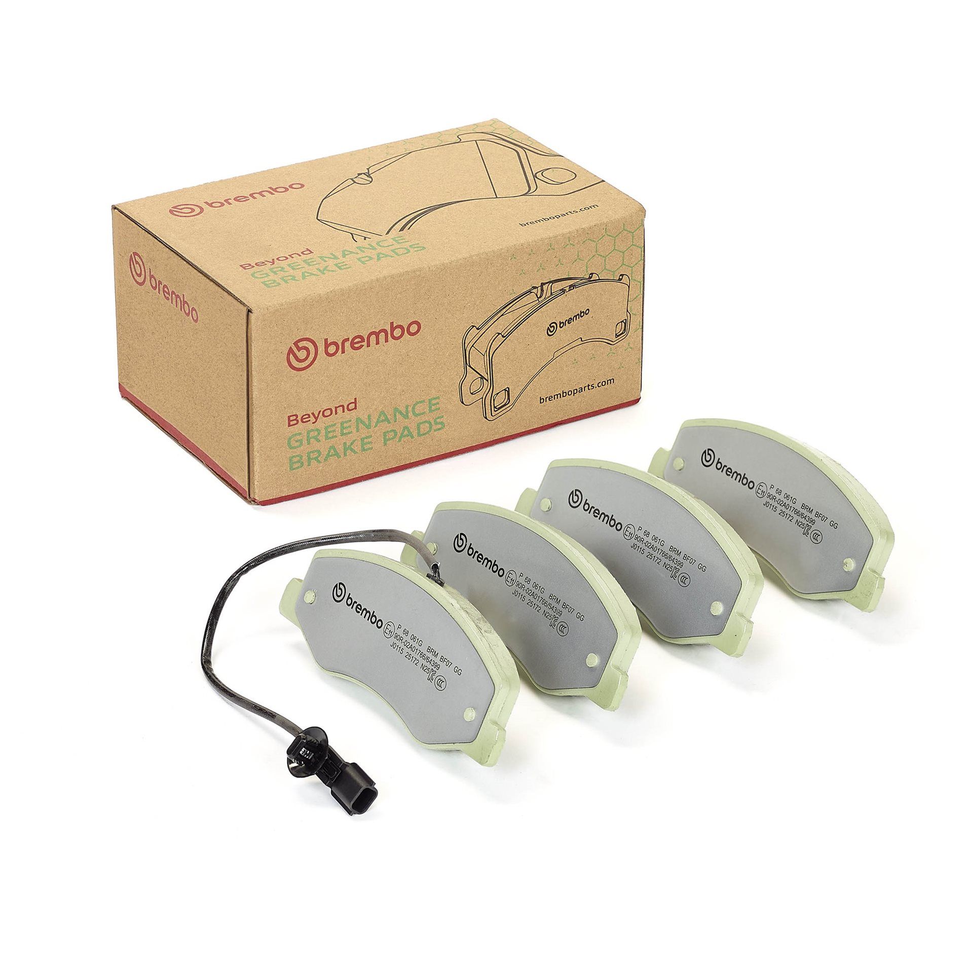 BREMBO P 68 061G - Bremsbelagsatz, Scheibenbremse BEYOND LINE - Greenance
