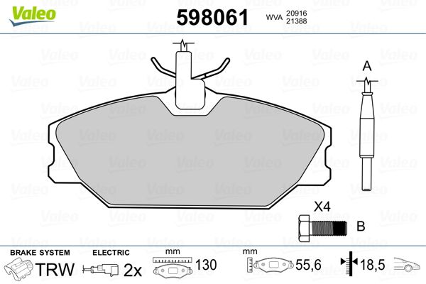 Brake Pad Set, disc brake 598061