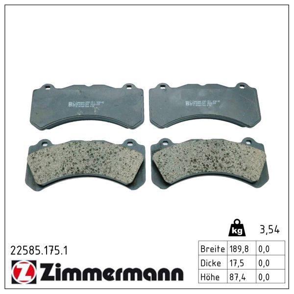 Zimmermann 22585.175.1 Bremsbelagsatz, Scheibenbremse