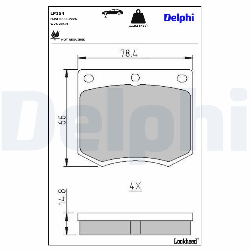 DELPHI LP154 - Bremsbelagsatz, Scheibenbremse