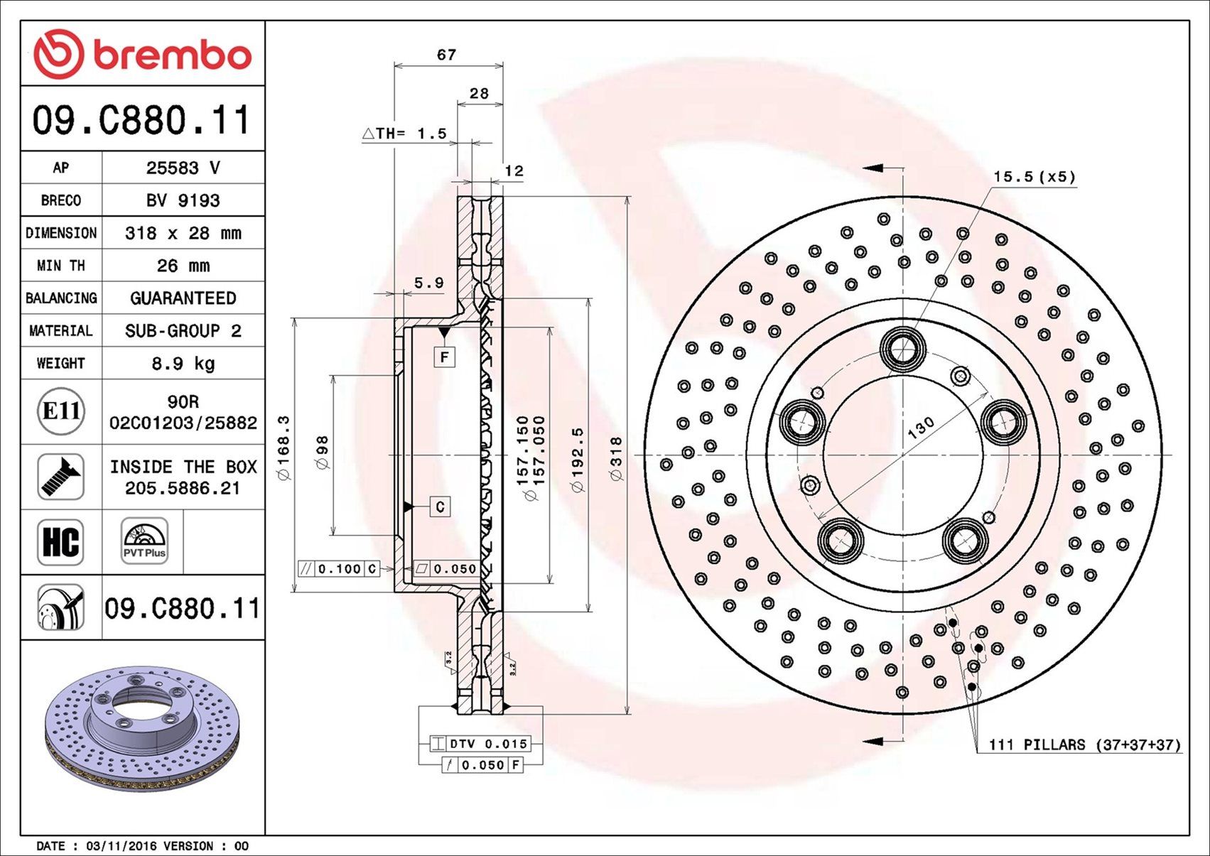 PORSCHE CAYMAN S 3.4 05-13 (FRT) *X/Drilled - TecDoc 2